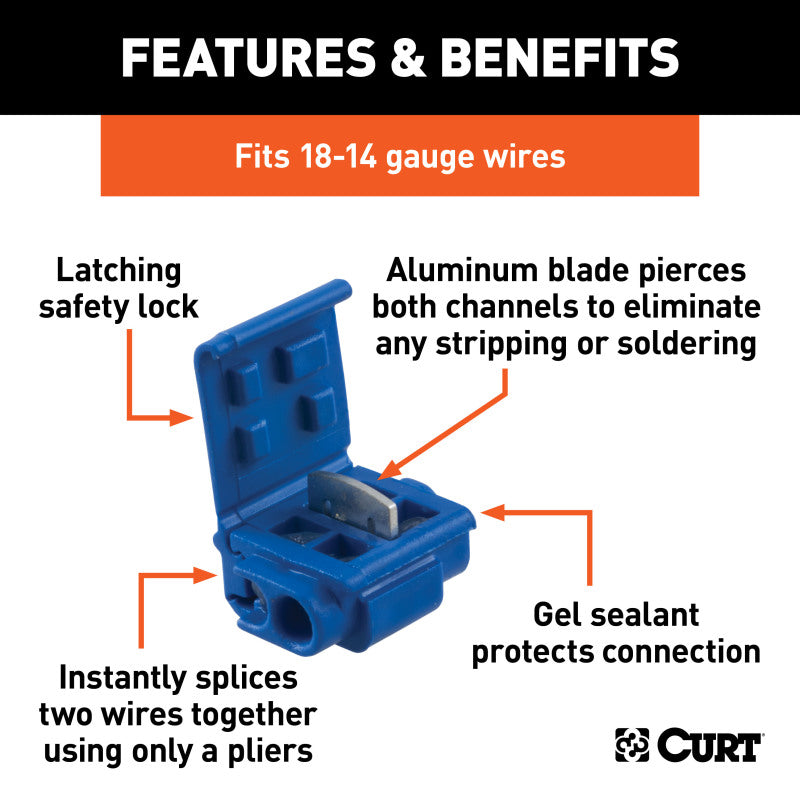 Curt Snap Lock Tap Connectors w/Gel Sealant (18-14 Wire Gauge 100-Pack)