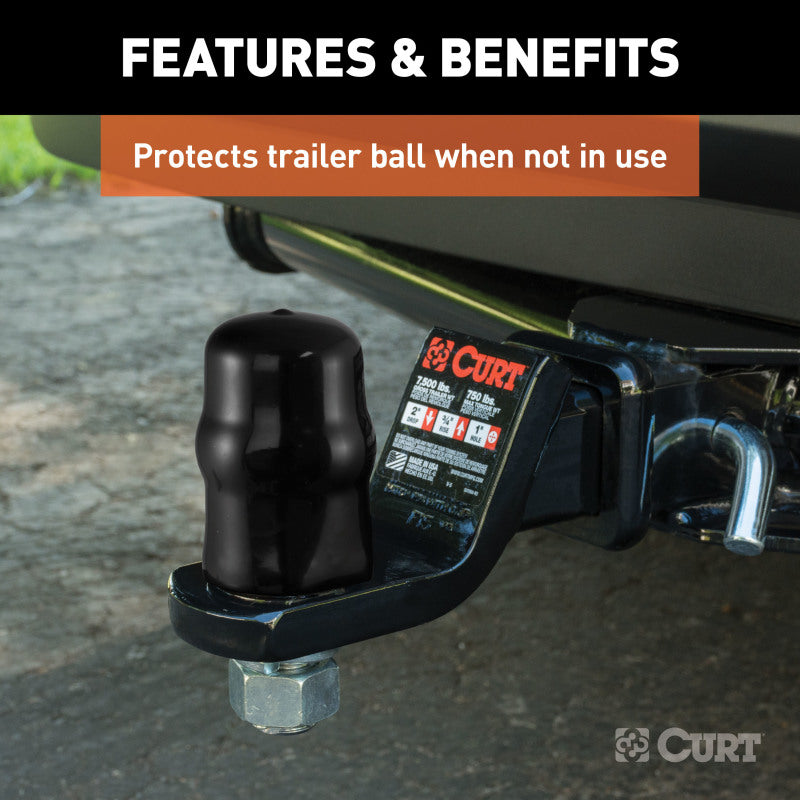 Curt Trailer Ball Cover (Fits 1-7/8in or 2in Balls Black Rubber Packaged)