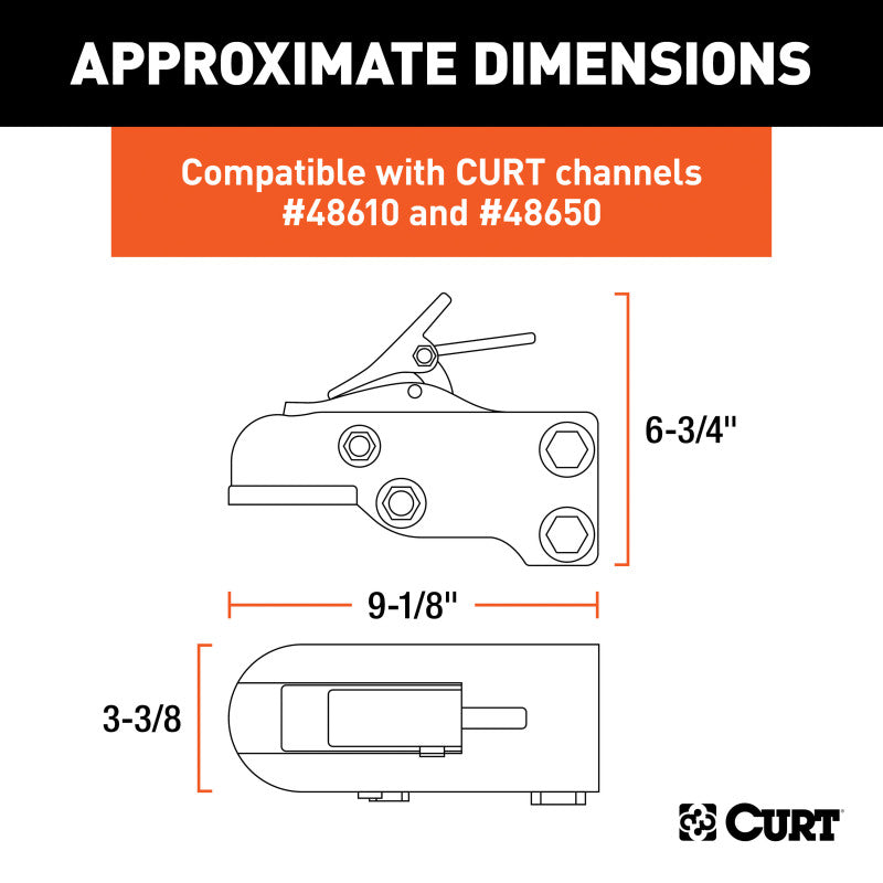 Curt 2-5/16in Channel-Mount Coupler w/Easy-Lock (15000lbs Black)
