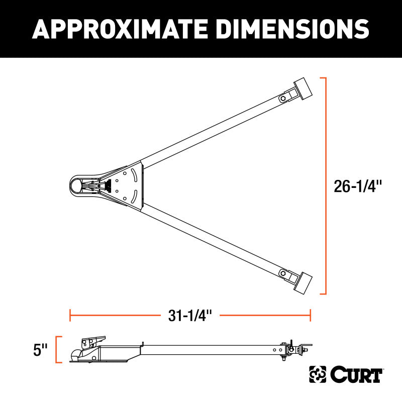 Curt Adjustable Tow Bar w/2in Coupler (Adjusts 26in to 41in Wide)