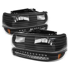 Load image into Gallery viewer, xTune Chevy Tahoe 00-06 Headlights w/ LED Bumper Lights Amber Black HD-JH-CSIL99-LED-SET-BK