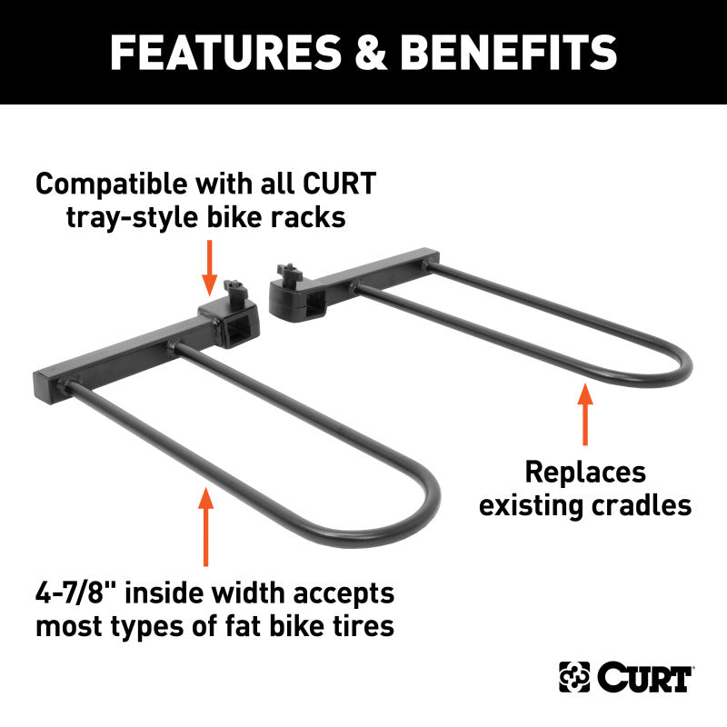 Curt Tray-Style Bike Rack Cradles for Fat Tires (4-7/8in I.D. 2-Pack)