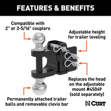 Load image into Gallery viewer, Curt Replacement Adjustable Multipurpose Ball Mount Head for 45049