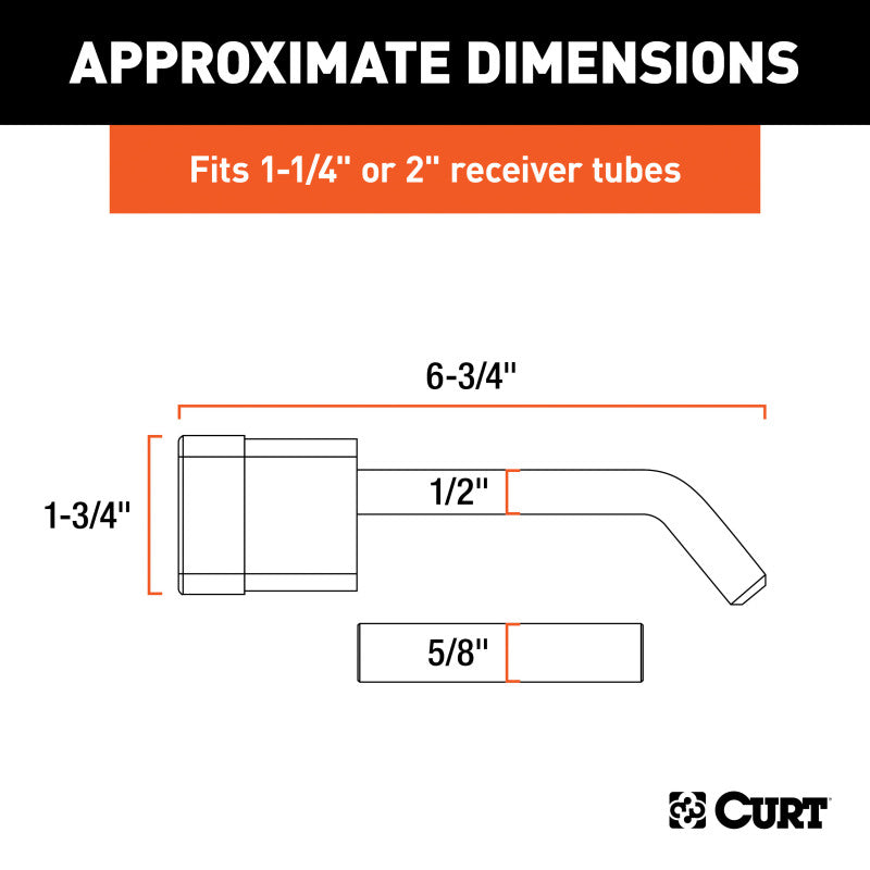 Curt 1/2in Hitch Lock w/5/8in Adapter (1-1/4in or 2in Receiver Deadbolt Chrome)