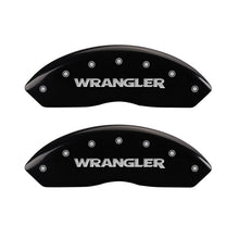 Load image into Gallery viewer, MGP Front set 2 Caliper Covers Engraved Front WRANGLER Black finish silver ch
