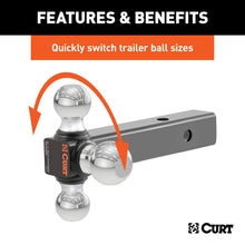 Load image into Gallery viewer, Curt Multi-Ball Mount (2in Hollow Shank 1-7/8in 2in &amp; 2-5/16in Chrome Balls)