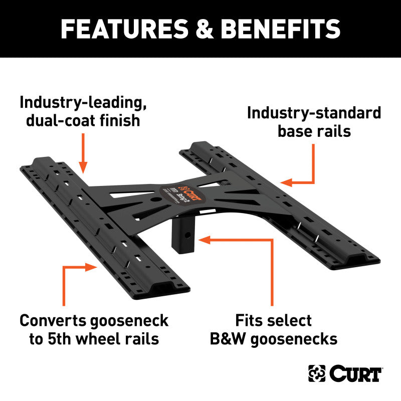 Curt X5 Gooseneck-To-5th-Wheel Adapter Plate w/Square Shank