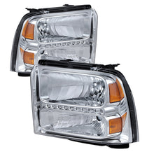 Load image into Gallery viewer, xTune Ford F250/350/450 Super Duty 05-07 Crystal Headlights w/ LED Chrome HD-JH-FS05-LED-C