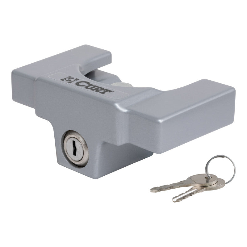 Curt Trailer Coupler Lock for 2in or 2-5/16in Flat Lip Couplers (Grey Aluminum)