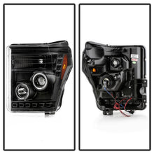 Load image into Gallery viewer, Spyder Ford Super Duty 11-16 Projector Headlights LED Halo DRL All Black PRO-YD-FS11-HL-BKV2
