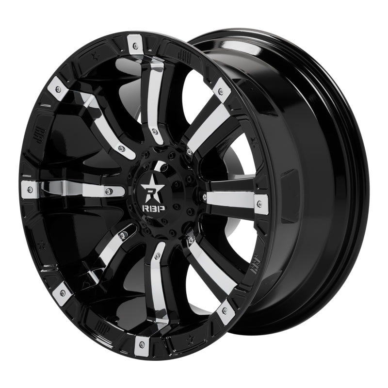 RBP 94R 20x9.0 8x170 BP / 5 BS 0mm Offset 125mm CB (Hub Centric) Black w/Chrome Inserts Wheel
