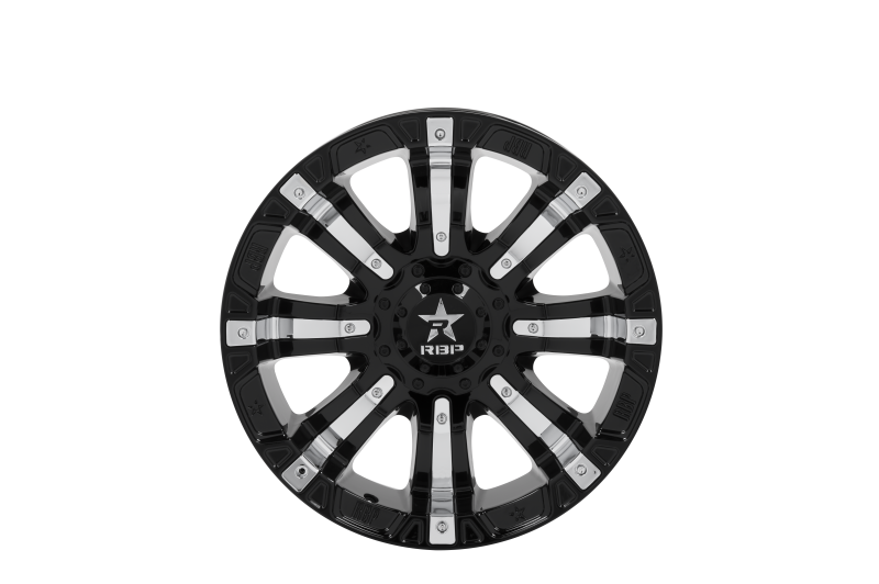 RBP 94R 18x9.0 8x170 BP / 5 BS 0mm Offset 129mm CB (Hub Centric) Black w/Chrome Inserts Wheel
