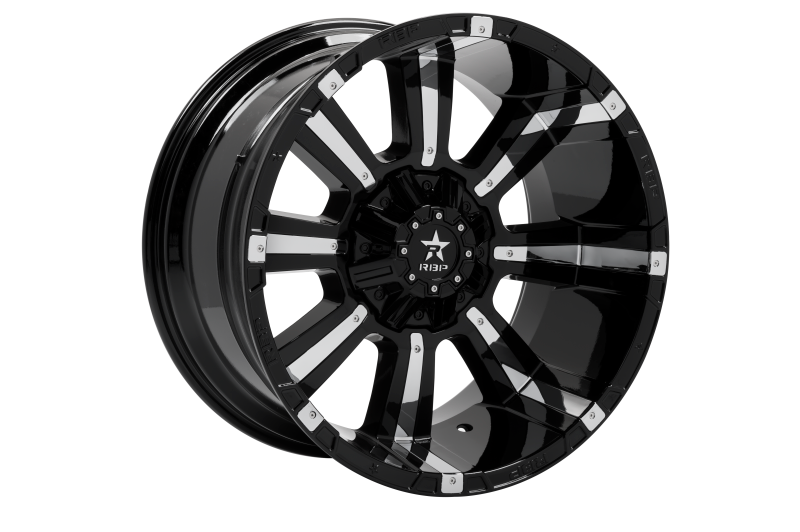 RBP 94R 22x12 6x139.7 BP / 4.75 BS -44mm Offset 108mm CB (Hub Centric) Black w/Chrome Inserts Wheel