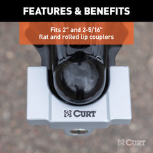 Load image into Gallery viewer, Curt Trailer Coupler Lock for 2in or 2-5/16in Flat Lip Couplers (Grey Aluminum)