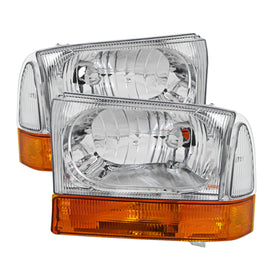 xTune Ford F250/350/450 Superduty 99-04 Crystal Headlights Chrome HD-JH-FF25099-AMB