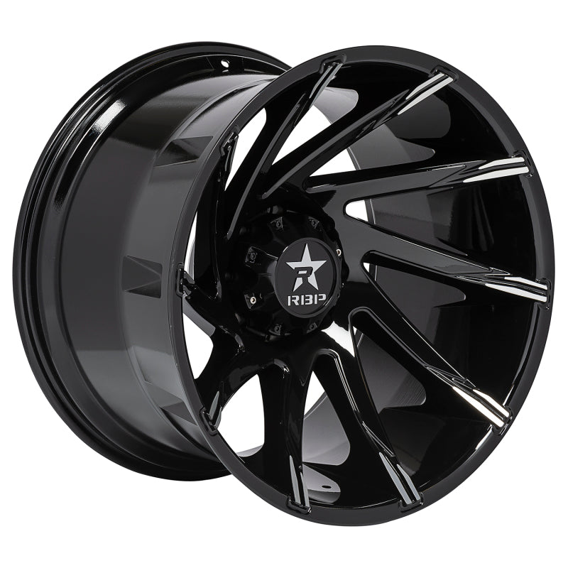 RBP 77R Spike 18x9.0 5x114.3 BP / 5.5 BS / 10mm Offset 78mm CB Gloss Black w/Machined Accent Wheel