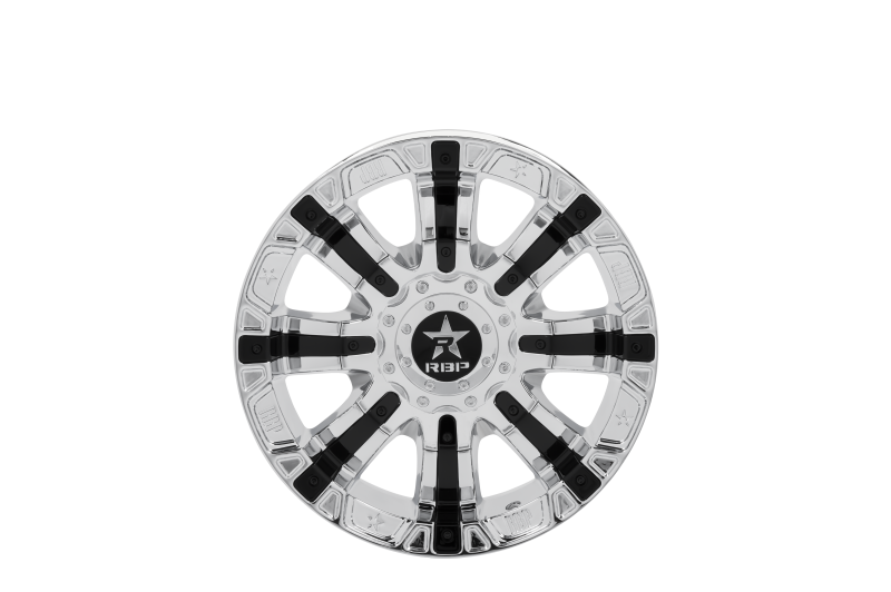 RBP 94R 17x9.0 5x127/139.7 BP / 4.5 BS / -12mm Offset 78mm CB Chrome w/Black Inserts Wheel