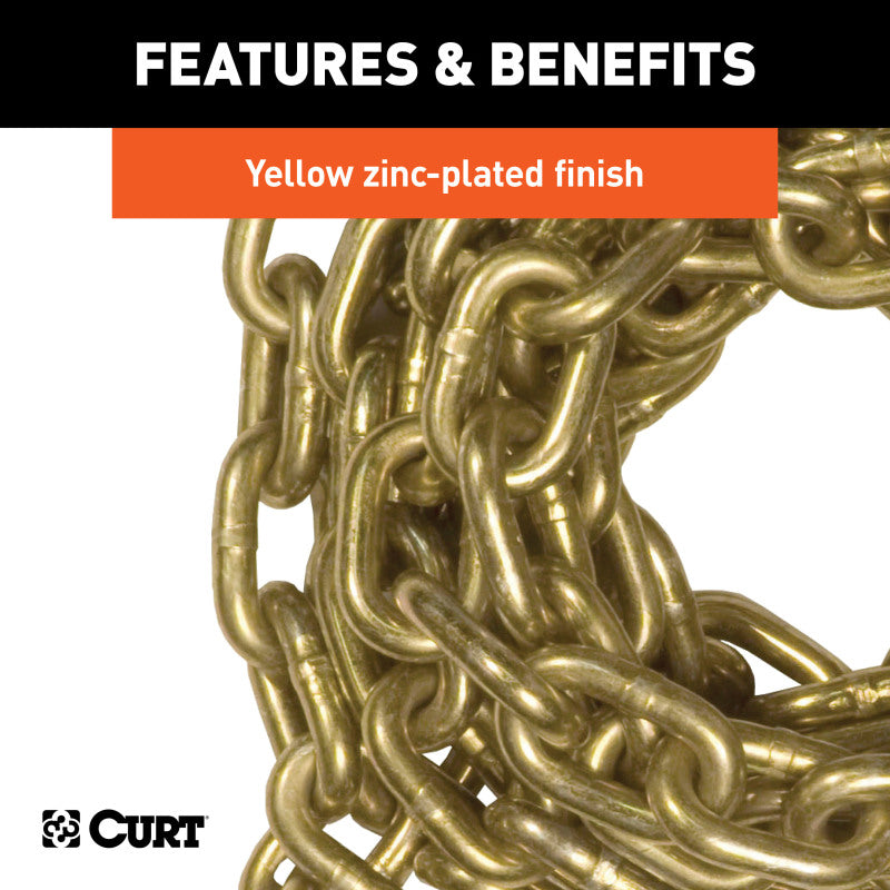 Curt 14ft Transport Binder Safety Chain w/2 Clevis Hooks (18800lbs Yellow Zinc)