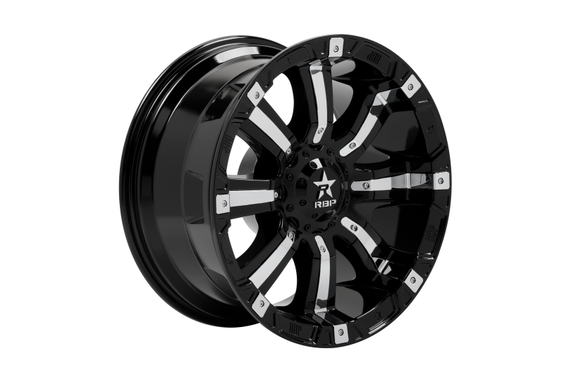 RBP 94R 20x10 8x170 BP / 6 BS 10mm Offset 129mm CB (Hub Centric) Black w/Chrome Inserts Wheel
