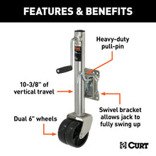 Load image into Gallery viewer, Curt Marine Jack w/Dual 6in Wheels (1500lbs 10in Travel Packaged)