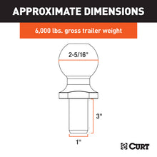 Load image into Gallery viewer, Curt 2-5/16in Trailer Ball (1in x 3in Shank 6000lbs Chrome Packaged)