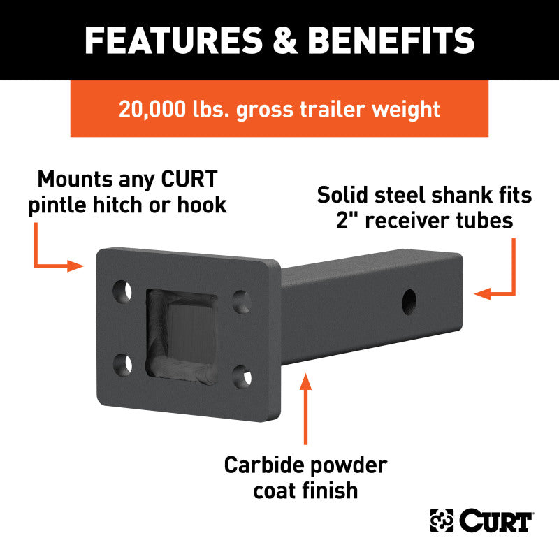 Curt Pintle Mount (2in Shank 20000lbs 8in Long)
