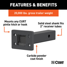 Load image into Gallery viewer, Curt Pintle Mount (2in Shank 20000lbs 8in Long)