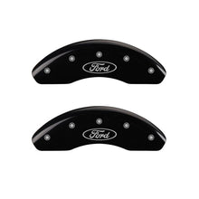 Load image into Gallery viewer, MGP Front set 2 Caliper Covers Engraved Front Oval logo/Ford Black finish silver ch