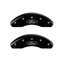 Load image into Gallery viewer, MGP Front set 2 Caliper Covers Engraved Front Oval logo/Ford Black finish silver ch