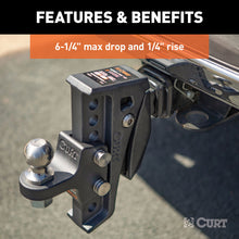 Load image into Gallery viewer, Curt Rebellion XD Adjustable Cushion Hitch Ball Mount (2in Shank 15000lbs 6-1/4in Drop)