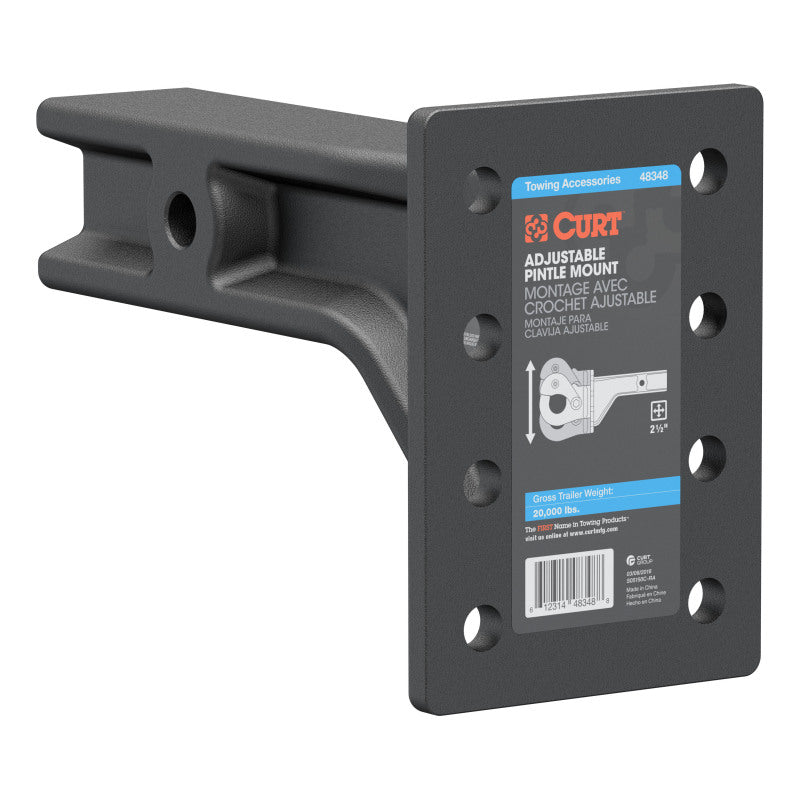 Curt Adjustable Pintle Mount (2-1/2in Shank 20000lbs 7-1/4in High 10-3/4in Long)