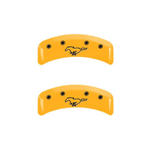 Load image into Gallery viewer, MGP 4 Caliper Covers Engraved Front Mustang Rear Pony Yellow Finish Black Char 2004 Ford Mustang