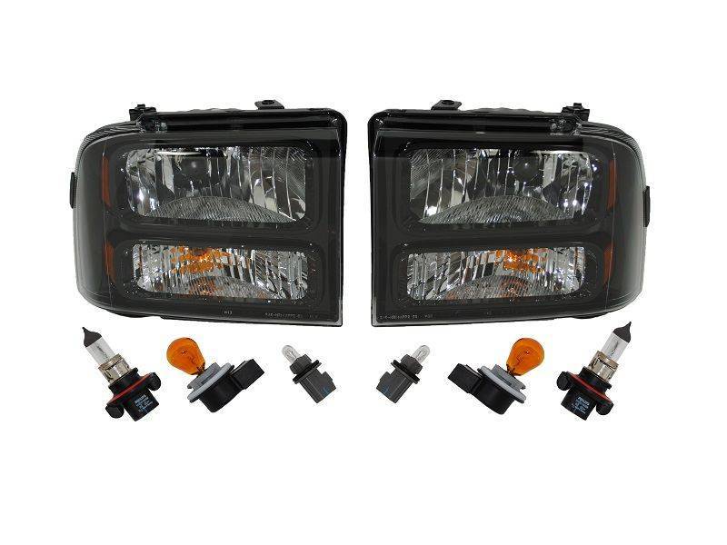 Sinister Diesel 05-07 Ford Super Duty 05+ Ford Excursion MKM Customs Headlights - Black