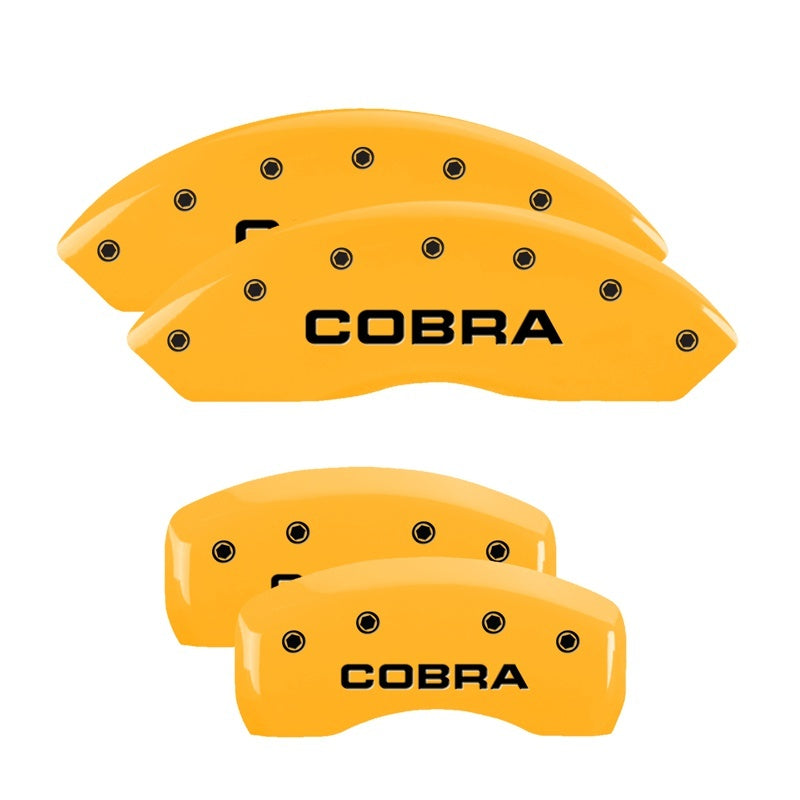 MGP Front set 2 Caliper Covers Engraved Front Oval logo/Ford Yellow finish black ch