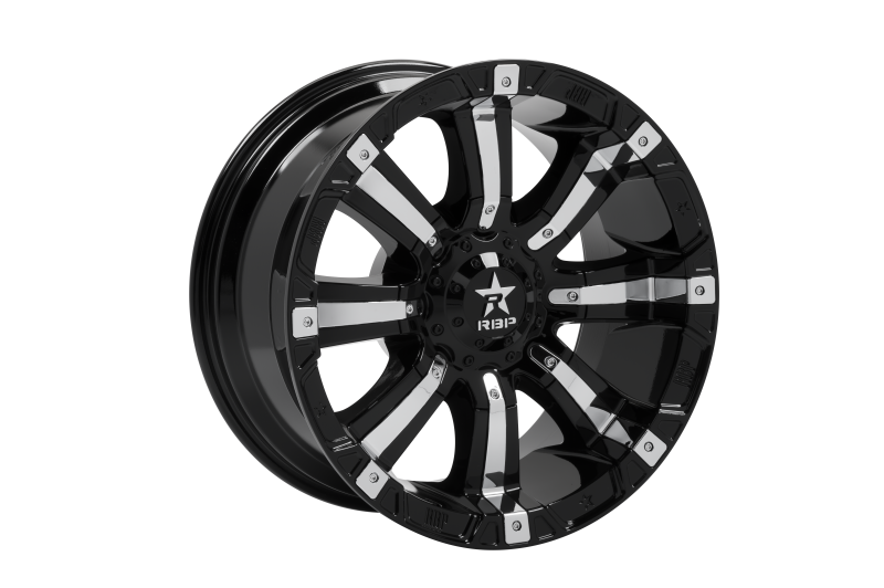 RBP 94R 20x10 8x170 BP / 6 BS 10mm Offset 125mm CB (Hub Centric) Black w/Chrome Inserts Wheel