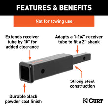 Load image into Gallery viewer, Curt Receiver Tube Adapter (1-1/4in to 2in Shank Not for Towing Use 6-1/4in Length)