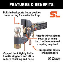 Load image into Gallery viewer, Curt SecureLatch Receiver-Mount Ball &amp; Pintle Hitch Combo (2in Shank 2in Ball 14K)
