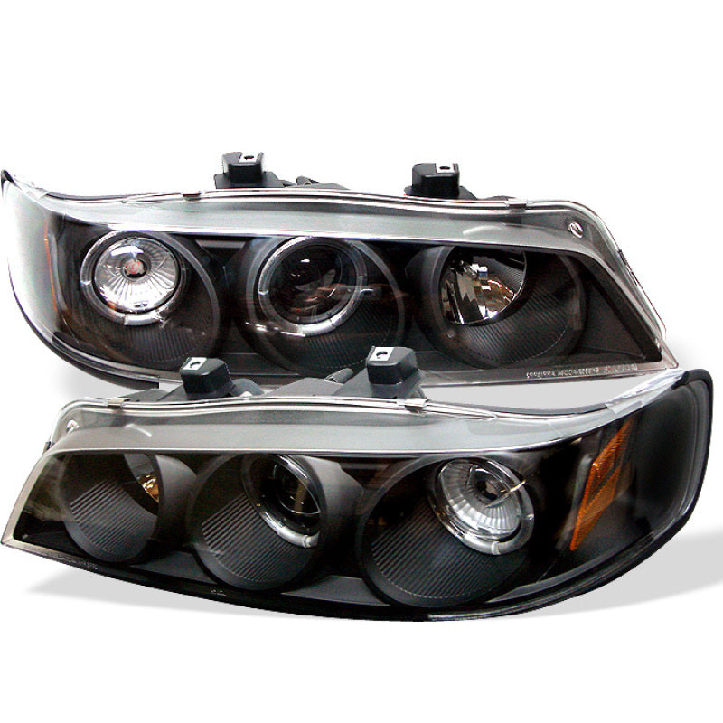 Spyder Honda Accord 94-97 1PC Projector Headlights LED Halo Amber Reflector Blk PRO-YD-HA94-AM-BK
