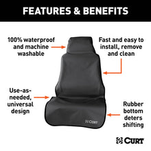 Load image into Gallery viewer, Curt Seat Defender 58in x 23in Removable Waterproof Black Bucket Seat Cover