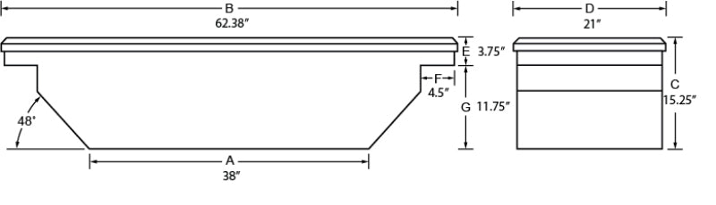 Lund Universal Aluminum Single Lid Cross Bed Box - Brite