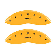 Load image into Gallery viewer, MGP Front set 2 Caliper Covers Engraved Front MGP Yellow finish black ch