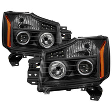 Load image into Gallery viewer, xTune Nissan Titan 04-14 Projector Headlights LED Halo Black PRO-JH-NTI04-LED-BK