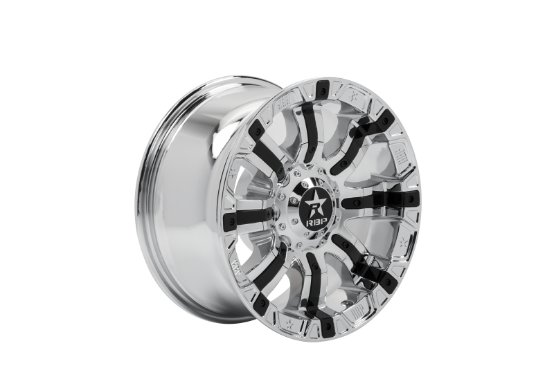 RBP 94R 17x9.0 5x127/139.7 BP / 4.5 BS / -12mm Offset 78mm CB Chrome w/Black Inserts Wheel