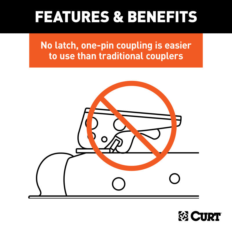 Curt QuickPin No-Latch 2in Trailer Coupler (3in Channel - 3500 lbs)