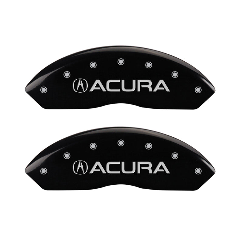 MGP 4 Caliper Covers Engraved Front Acura Engraved Rear TSX Black finish silver ch