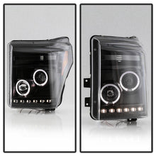 Load image into Gallery viewer, Spyder Ford Super Duty 11-16 Projector Headlights LED Halo DRL All Black PRO-YD-FS11-HL-BKV2