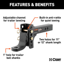 Load image into Gallery viewer, Curt Adjustable Channel Mount w/1in Ball Hole (2in Shank 6000lbs 6-3/4in Drop)