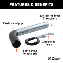 Load image into Gallery viewer, Curt 5/8in Hitch Pin (2in Receiver Zinc w/Rubber Grip Packaged)