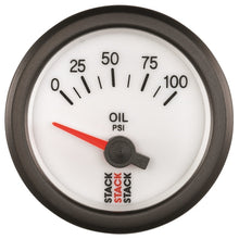 Load image into Gallery viewer, Autometer Stack 52mm 0-100 PSI 1/8in NPTF Electric Oil Pressure Gauge - White