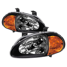 Load image into Gallery viewer, xTune Honda Del Sol 93-97 1Pc Amber Crystal Headlights Black HD-ON-HDEL93-1P-AM-BK